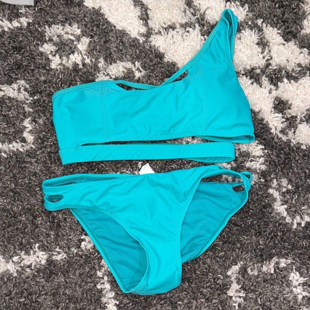 NWOT One-Shoulder Teal Bikini Set - S